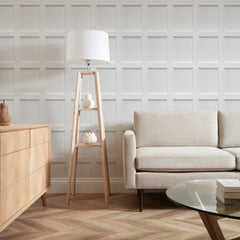 Classic Wood Panel Wallpaper in Dove White