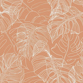 Monstera Leaf Wallpaper in Terracotta