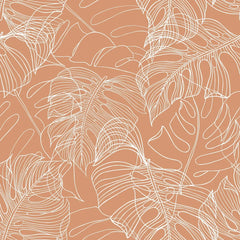 Monstera Leaf Wallpaper in Terracotta