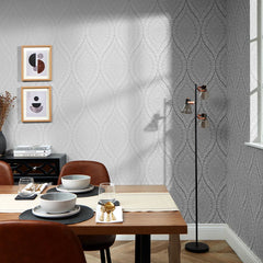 Ariana Wave Wallpaper in Grey and Silver