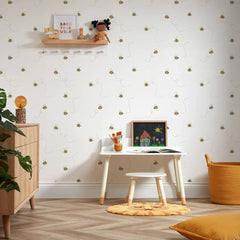 Buzzy Bees Wallpaper White
