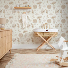 High Flying Bunny Wallpaper in Neutrals