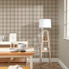 Traditional Check Wallpaper in Camel
