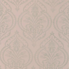 Moroccan Damask Wallpaper Blush, Silver
