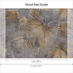 Abstract Palm Full Wall Mural in Grey and Sand