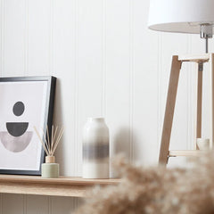 Beadboard Panel Wallpaper in Ivory Cream