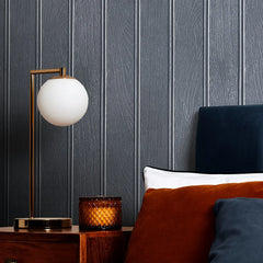 Beadboard Panel Wallpaper in Navy Blue