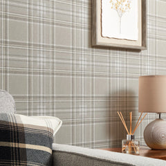 Classic Check Wallpaper in Taupe