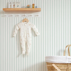 Classic Stripe Wallpaper in Soft Mint