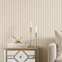 Classic Stripe Wallpaper in Cream and Truffle