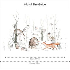 Forest Friends Full Wall Mural in Earthy Tones