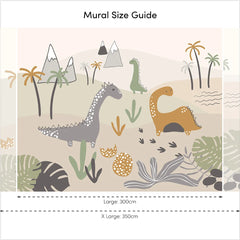 Friendly Dinos Full Wall Mural in Earthy Tones