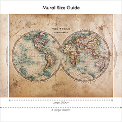 Hemisphere Map Full Wall Mural in Earthy Tones
