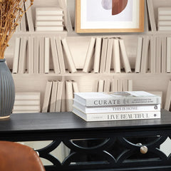 Modern Library Wallpaper in Cream