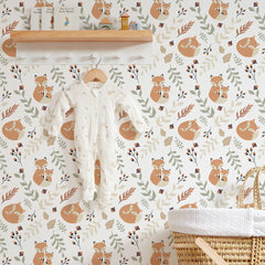 Forest Foxes Wallpaper in Warm Tones