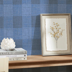 Isla Check Wallpaper in Navy and Silver