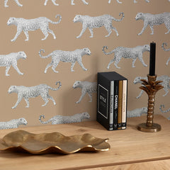 Leopard Motif Wallpaper in Caramel
