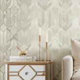 Liquid Marble Geometric Wallpaper in Cream