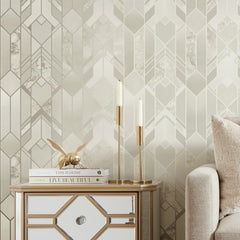 Liquid Marble Geometric Wallpaper in Cream