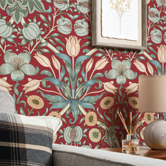 Pomegranate Grove Wallpaper in Rich Red