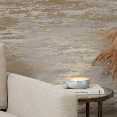 Seychelles Wallpaper in Warm Grey and Gold