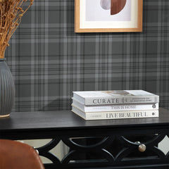 Traditional Check Wallpaper in Charcoal