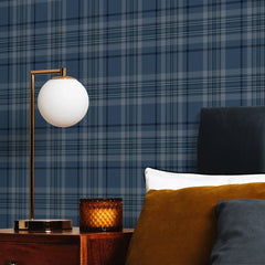 Traditional Check Wallpaper in Navy