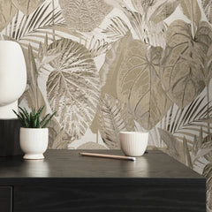 Exotic Oasis Wallpaper in Beige