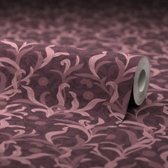 Antique Leaf Wallpaper in Plum