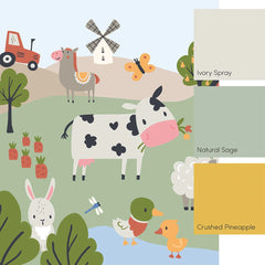 Down On The Farm Full Wall Mural in Multicoloured
