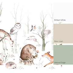 Forest Friends Full Wall Mural in Earthy Tones