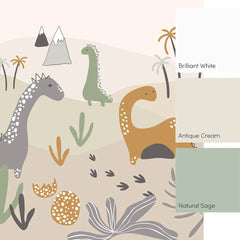 Friendly Dinos Full Wall Mural in Earthy Tones