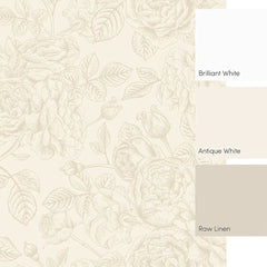 Gentle Roses Full Wall Mural in Mushroom and Cream