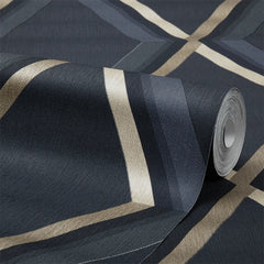 Profile Geometric Wallpaper in Navy and Gold