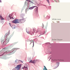 In Bloom Full Wall Mural in Watercolour Pinks