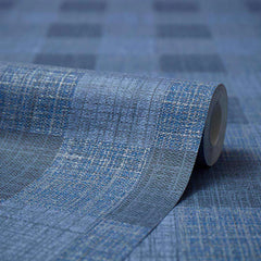 Isla Check Wallpaper in Navy and Silver