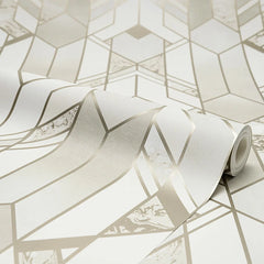 Liquid Marble Geometric Wallpaper in Cream