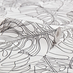 Monstera Leaf Wallpaper in Monochrome