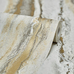 Zion Metallic Wallpaper in Grey and Gold