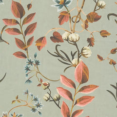 Bloom and Leaf Wallpaper in Green