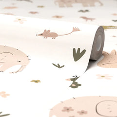 Animal Kingdom Wallpaper in Pale Pastels