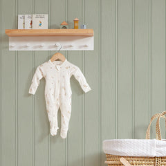 Beadboard Panel Wallpaper in Sage