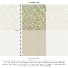 Beauty Of Nature Panel Wallpaper in Sage Green on Cream with Cream Panel