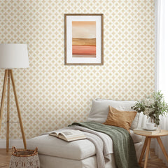 Boho Tile Wallpaper in Peach and Green
