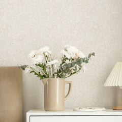Brussels Lace Wallpaper in Cream