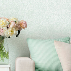 Brussels Lace Wallpaper in Mint