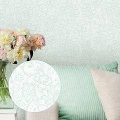 Brussels Lace Wallpaper in Mint