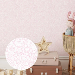 Brussels Lace Wallpaper in Pink