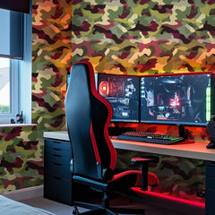 Camouflage Wallpaper in Woodland Multicoloured
