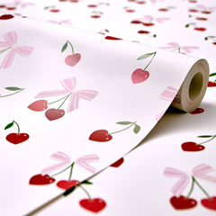 Cherry Kisses Wallpaper in Pink & Red